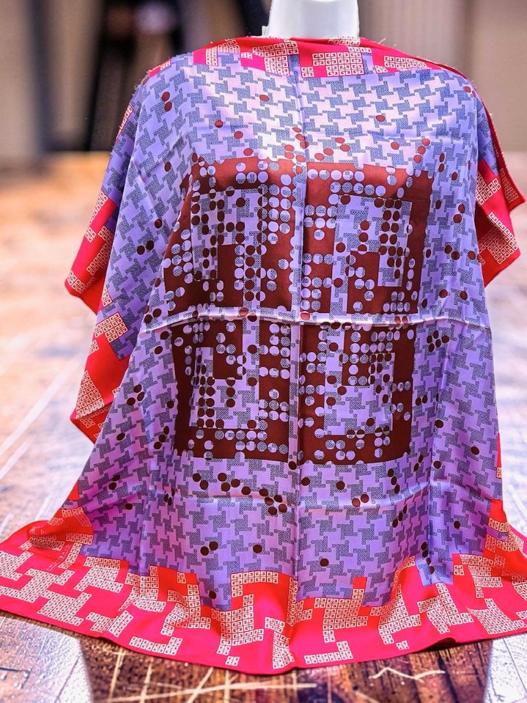 Beautiful Givenchy Scarf 35 100 Silk Satin Pink Purple Logo Printed 6